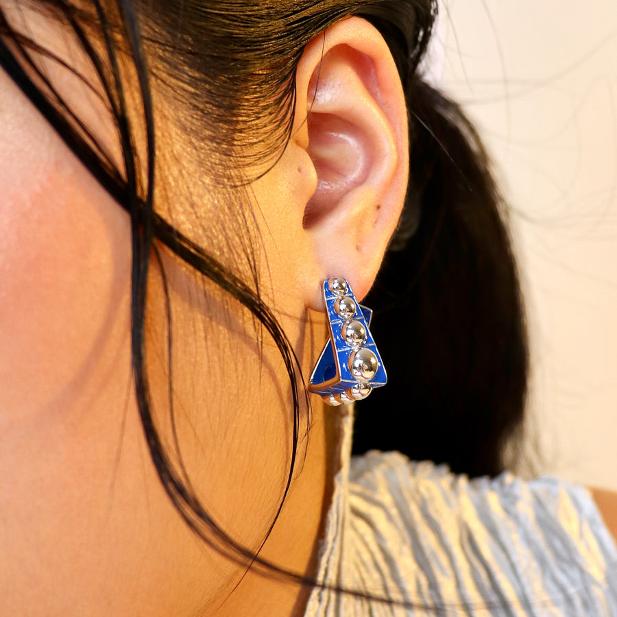 Cobalt Triangle Earring